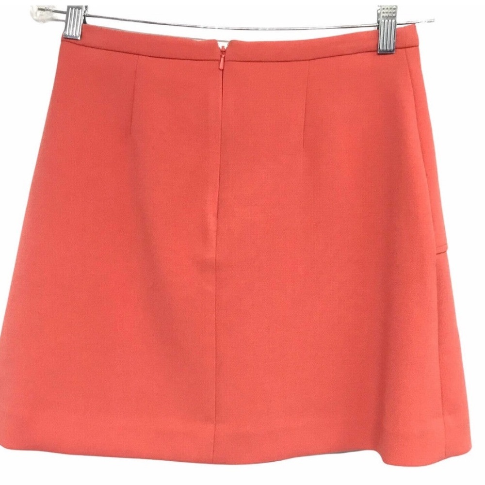 Anthropologie Maeve Cheri Pleated Back Zip Mini Skirt Women  Pink Salmon Size 8 - Picture 3 of 7
